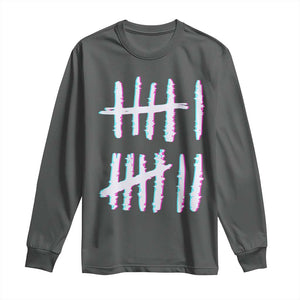 Tally Marks Six Seven Meme Long Sleeve Shirt Glitch Optical Illusion TS12 Dark Heather Print Your Wear