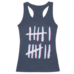 Tally Marks Six Seven Meme Racerback Tank Top Glitch Optical Illusion TS12 Navy Print Your Wear