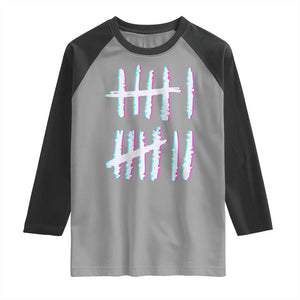 Tally Marks Six Seven Meme Raglan Shirt Glitch Optical Illusion TS12 Sport Gray Black Print Your Wear