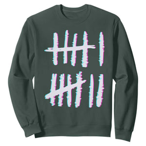 Tally Marks Six Seven Meme Sweatshirt Glitch Optical Illusion TS12 Dark Forest Green Print Your Wear