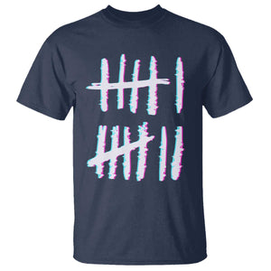 Tally Marks Six Seven Meme T Shirt Glitch Optical Illusion TS12 Navy Print Your Wear
