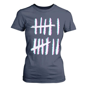 Tally Marks Six Seven Meme T Shirt For Women Glitch Optical Illusion TS12 Navy Print Your Wear