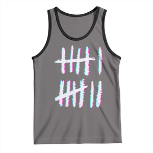 Tally Marks Six Seven Meme Tank Top Glitch Optical Illusion TS12 Deep Heather Black Print Your Wear