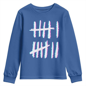 Tally Marks Six Seven Meme Youth Sweatshirt Glitch Optical Illusion TS12 Royal Blue Print Your Wear