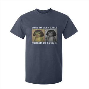 Funny Frog Bob Haircut T Shirt For Kid Born To Dilly Dally Forced To Lock In TS12 Navy Print Your Wear