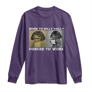 Funny Frog Meme Long Sleeve Shirt Dilly Dally Lock In Meme TS12 Purple Print Your Wear