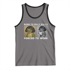 Funny Frog Meme Tank Top Dilly Dally Lock In Meme TS12 Deep Heather Black Print Your Wear