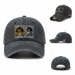 Funny Frog Meme Washed Cotton Baseball Cap Dilly Dally Lock In Meme TS12 Washed Cap Universal Fit Dark Gray Print Your Wear
