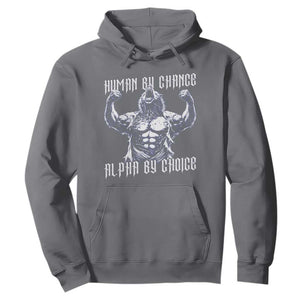 Funny Cringe Werewolf Memes Hoodie Human By Chance Alpha By Choice TS12 Charcoal Print Your Wear