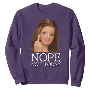 Funny Doll Face Disgusted Sweatshirt Nope Not Today Meme TS12 Purple Print Your Wear