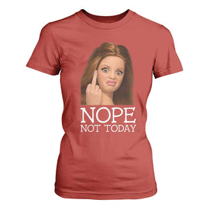 Funny Doll Face Disgusted T Shirt For Women Nope Not Today Meme TS12 Red Print Your Wear