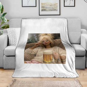 Funny Smoking And Drinking Doll Meme Throw Blanket Weekend Relaxation TS12 Print Your Wear
