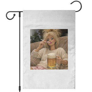 Funny Smoking And Drinking Doll Meme Garden Flag Weekend Relaxation TS12 Black Print Your Wear