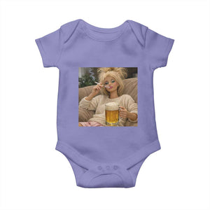 Funny Smoking And Drinking Doll Meme Baby Onesie Weekend Relaxation TS12 Violet Print Your Wear