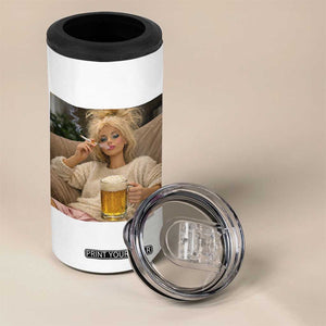 Funny Smoking And Drinking Doll Meme 4 in 1 Can Cooler Tumbler Weekend Relaxation TS12 Print Your Wear