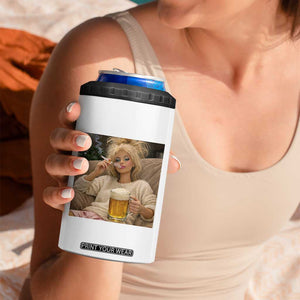 Funny Smoking And Drinking Doll Meme 4 in 1 Can Cooler Tumbler Weekend Relaxation TS12 Print Your Wear