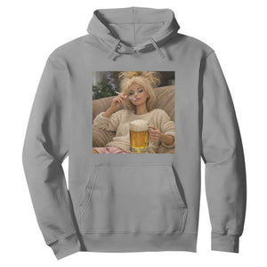 Funny Smoking And Drinking Doll Meme Hoodie Weekend Relaxation TS12 Sport Gray Print Your Wear