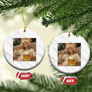 Funny Smoking And Drinking Doll Meme Ceramic Ornament Weekend Relaxation TS12 1pc White Marble Print Your Wear