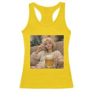 Funny Smoking And Drinking Doll Meme Racerback Tank Top Weekend Relaxation TS12 Daisy Print Your Wear