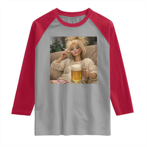 Funny Smoking And Drinking Doll Meme Raglan Shirt Weekend Relaxation TS12 Sport Gray Red Print Your Wear