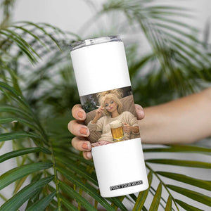 Funny Smoking And Drinking Doll Meme Skinny Tumbler Weekend Relaxation TS12 Print Your Wear