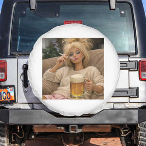 Funny Smoking And Drinking Doll Meme Spare Tire Cover Weekend Relaxation TS12 No hole Black Print Your Wear
