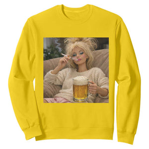 Funny Smoking And Drinking Doll Meme Sweatshirt Weekend Relaxation TS12 Daisy Print Your Wear
