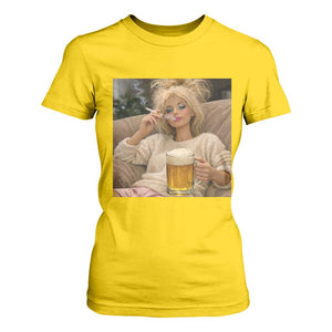 Funny Smoking And Drinking Doll Meme T Shirt For Women Weekend Relaxation TS12 Daisy Print Your Wear