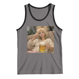 Funny Smoking And Drinking Doll Meme Tank Top Weekend Relaxation TS12 Deep Heather Black Print Your Wear
