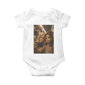 Funny Selfie Doll Meme Baby Onesie Aesthetic Doll Face Graphic TS12 White Print Your Wear