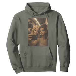 Funny Selfie Doll Meme Hoodie Aesthetic Doll Face Graphic TS12 Military Green Print Your Wear