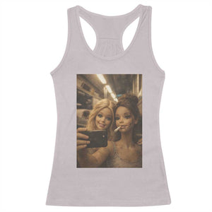 Funny Selfie Doll Meme Racerback Tank Top Aesthetic Doll Face Graphic TS12 Ice Gray Print Your Wear