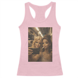 Funny Selfie Doll Meme Racerback Tank Top Aesthetic Doll Face Graphic TS12 Light Pink Print Your Wear