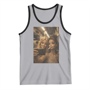 Funny Selfie Doll Meme Tank Top Aesthetic Doll Face Graphic TS12 Athletic Heather Black Print Your Wear