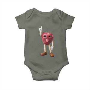 Funny Apple With Face Wapple Meme Baby Onesie TS12 Military Green Print Your Wear
