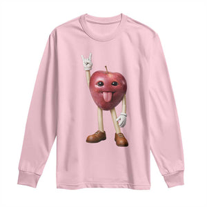 Funny Apple With Face Wapple Meme Long Sleeve Shirt TS12 Light Pink Print Your Wear