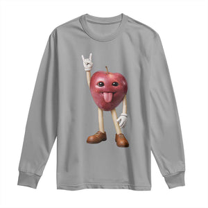 Funny Apple With Face Wapple Meme Long Sleeve Shirt TS12 Sport Gray Print Your Wear