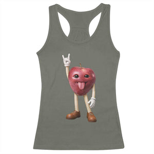 Funny Apple With Face Wapple Meme Racerback Tank Top TS12 Military Green Print Your Wear