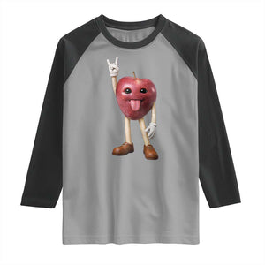 Funny Apple With Face Wapple Meme Raglan Shirt TS12 Sport Gray Black Print Your Wear