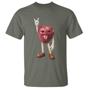 Funny Apple With Face Wapple Meme T Shirt TS12 Military Green Print Your Wear