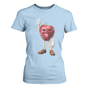 Funny Apple With Face Wapple Meme T Shirt For Women TS12 Light Blue Print Your Wear