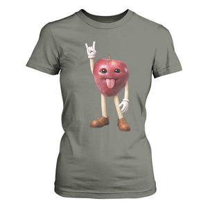 Funny Apple With Face Wapple Meme T Shirt For Women TS12 Military Green Print Your Wear