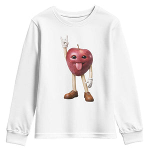 Funny Apple With Face Wapple Meme Youth Sweatshirt TS12 White Print Your Wear