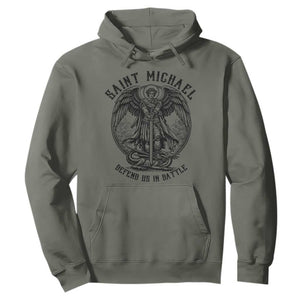 Saint Michael Heavenly Warrior Hoodie Defend Us In Battle TS12 Military Green Print Your Wear