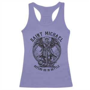 Saint Michael Heavenly Warrior Racerback Tank Top Defend Us In Battle TS12 Violet Print Your Wear