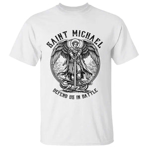 Saint Michael Heavenly Warrior T Shirt Defend Us In Battle TS12 White Print Your Wear