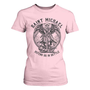 Saint Michael Heavenly Warrior T Shirt For Women Defend Us In Battle TS12 Light Pink Print Your Wear