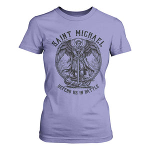 Saint Michael Heavenly Warrior T Shirt For Women Defend Us In Battle TS12 Violet Print Your Wear