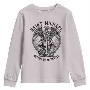 Saint Michael Heavenly Warrior Youth Sweatshirt Defend Us In Battle TS12 Ice Gray Print Your Wear
