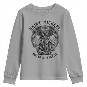 Saint Michael Heavenly Warrior Youth Sweatshirt Defend Us In Battle TS12 Sport Gray Print Your Wear